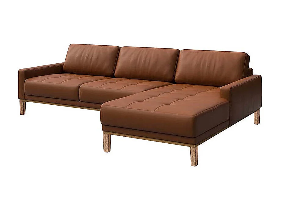 Mesonica Canapé d'angle droit en cuir naturel brun cannelle