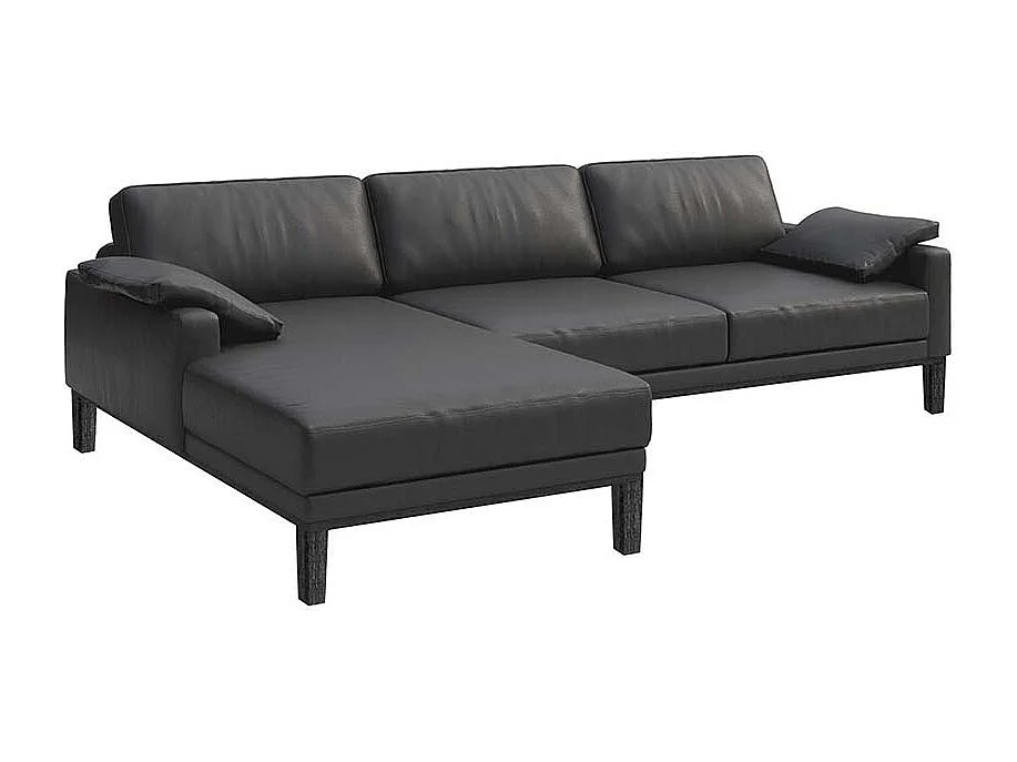 Mesonica Canapé d'angle gauche en cuir naturel gris ombré