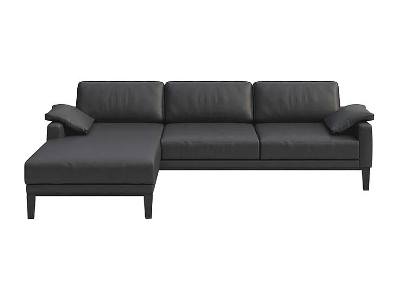 Mesonica Canapé d'angle gauche en cuir naturel gris ombré