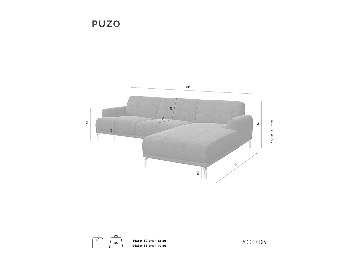 Mesonica Canapé d'angle droit en polyester vert foncé