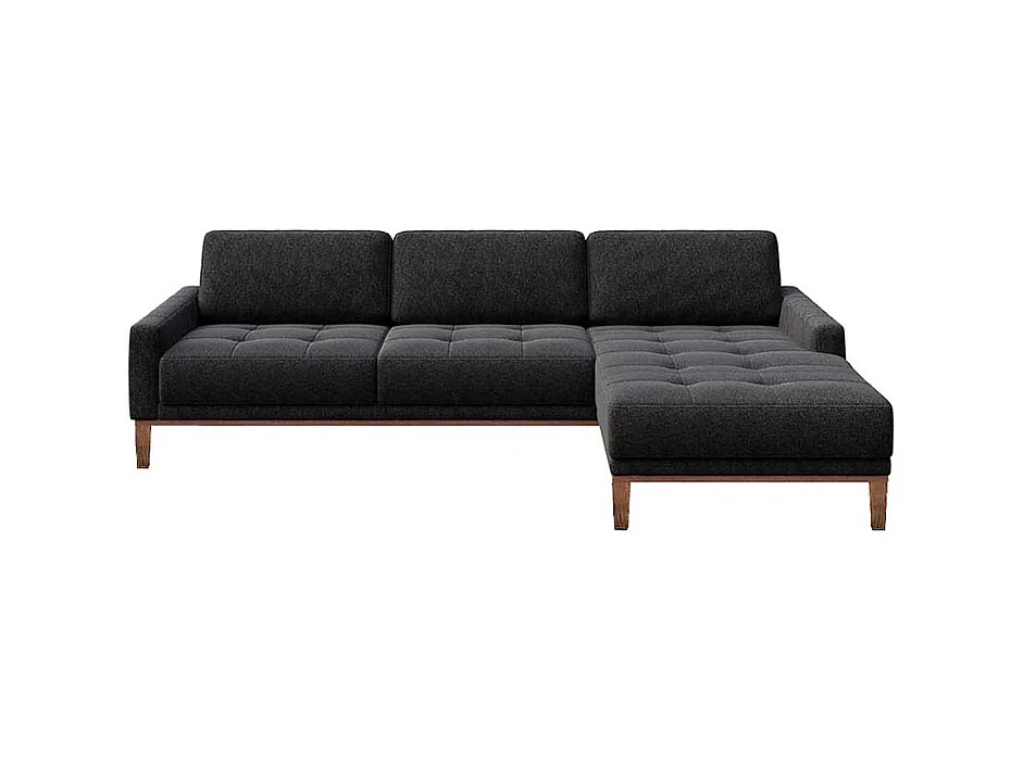 Canapé d'angle droit matelassé Musso anthracite