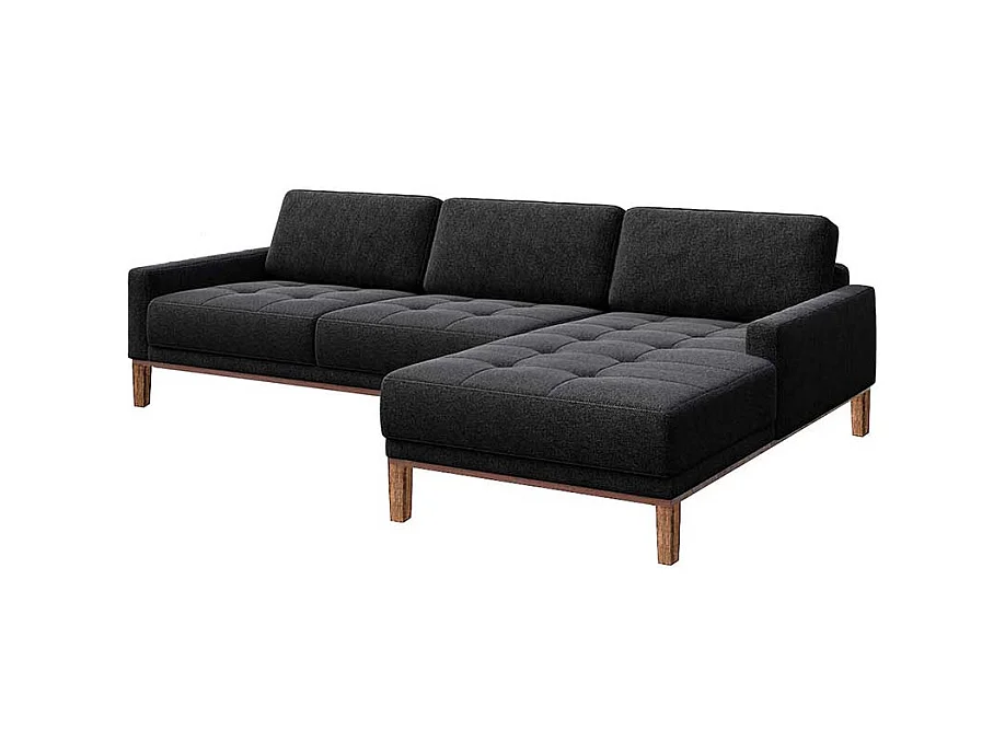 Canapé d'angle droit matelassé Musso anthracite