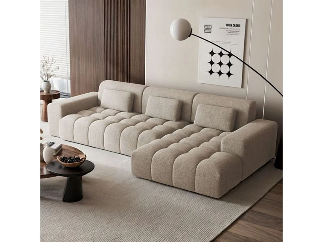 Canapé d'angle droit Chevi Beige foncé