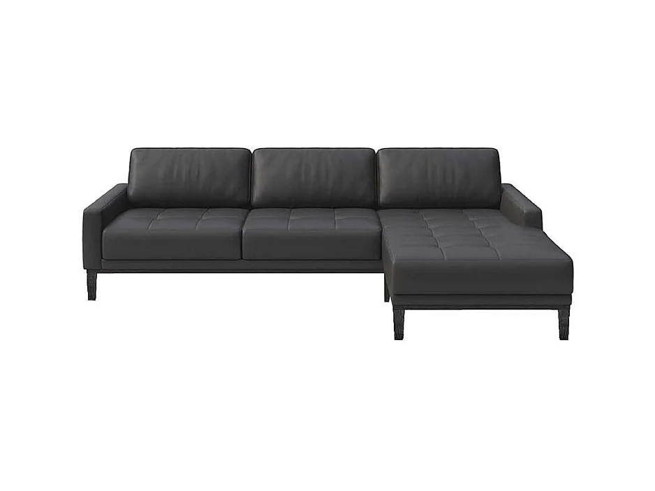 Canapé d'angle droit matelassé Musso ombre gris