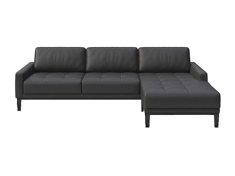 Mesonica Canapé d'angle droit en cuir naturel gris ombré