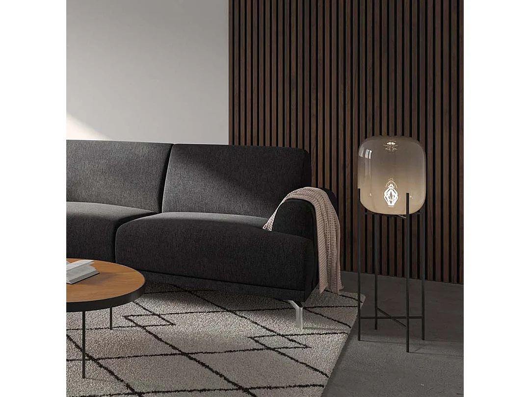 Mesonica Canapé d'angle gauche en polyester gris foncé