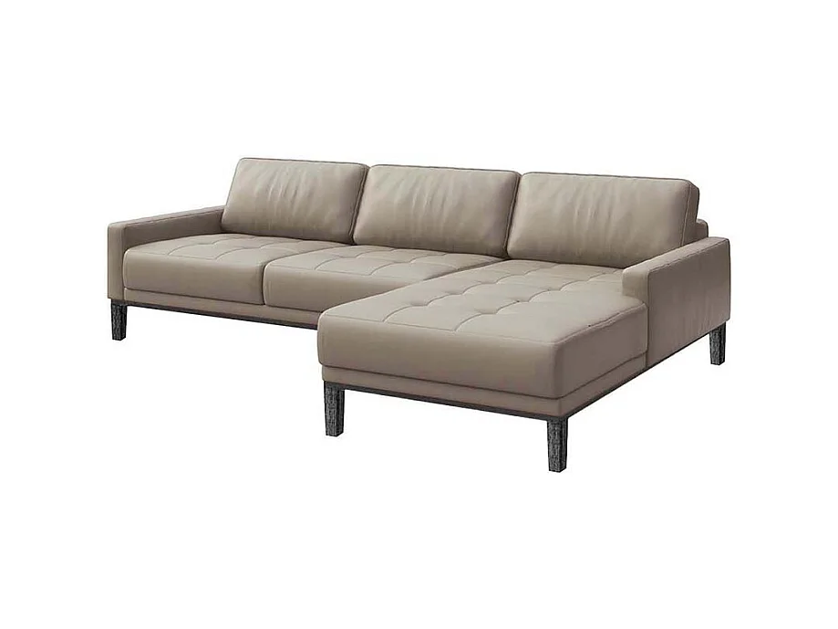 Canapé d'angle droit matelassé Musso gris fossile