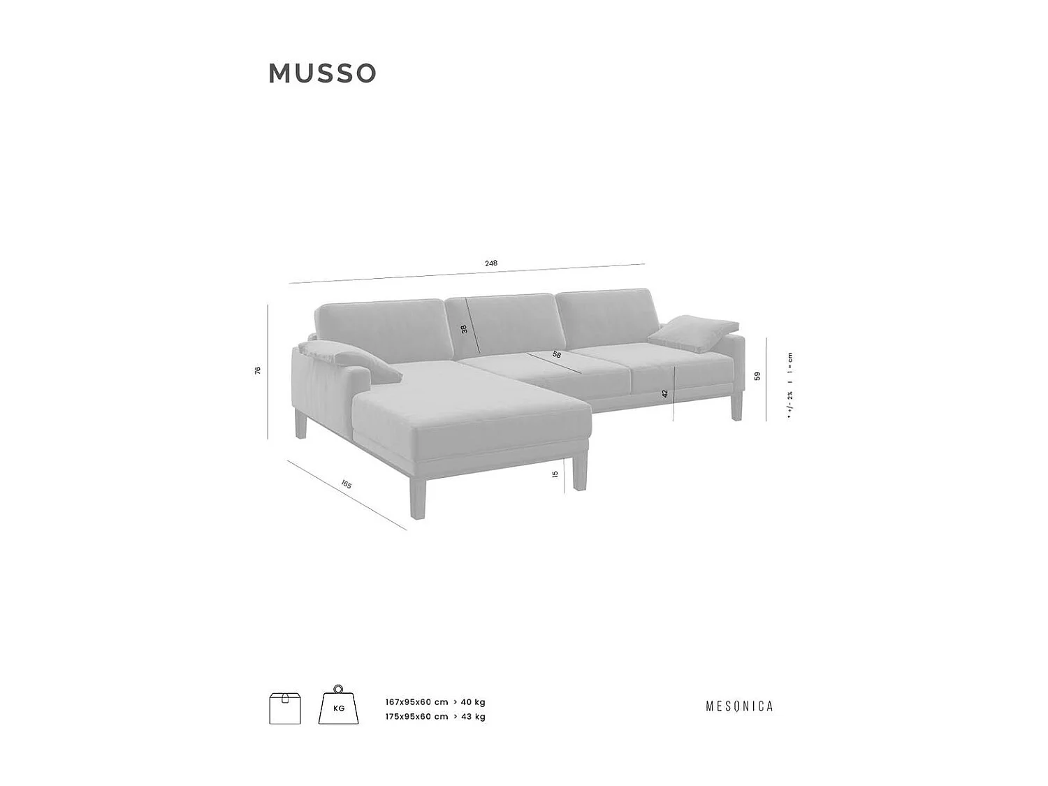 Mesonica Canapé d'angle gauche en polyester vert foncé