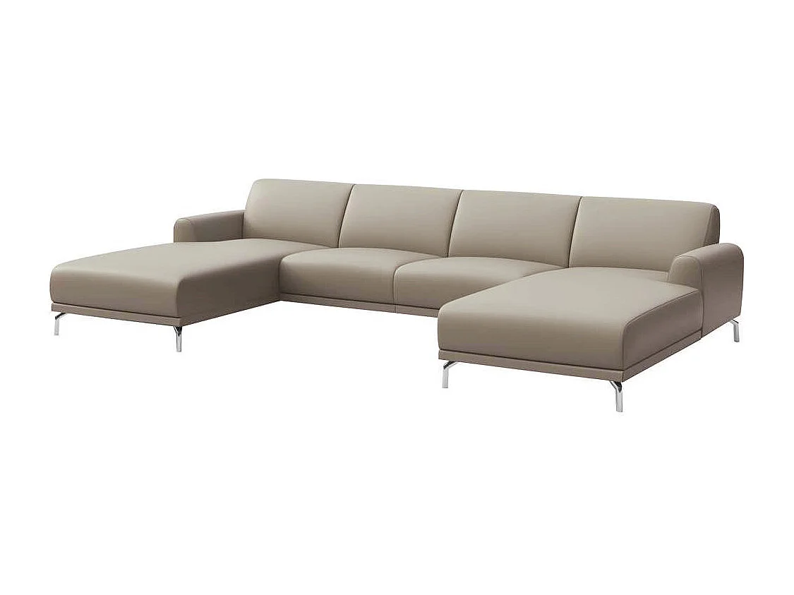 Mesonica Canapé panoramique en cuir naturel gris fossile