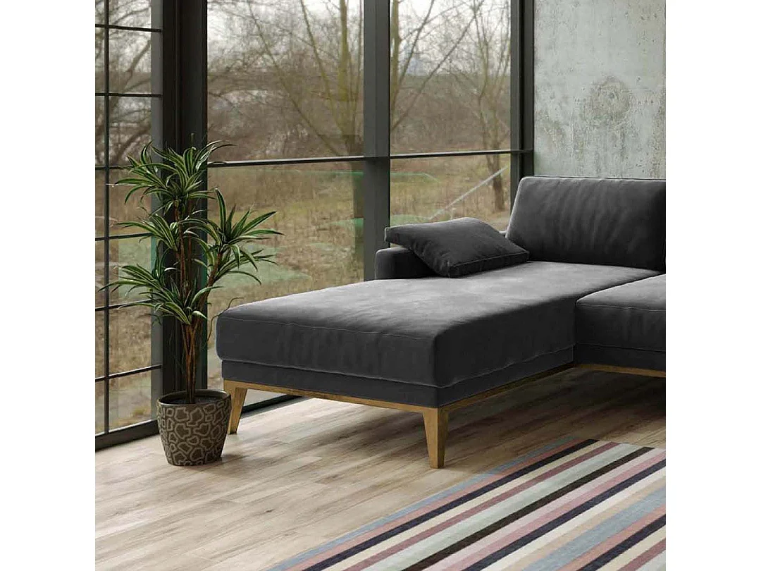 Canapé d'angle gauche Musso gris très foncé