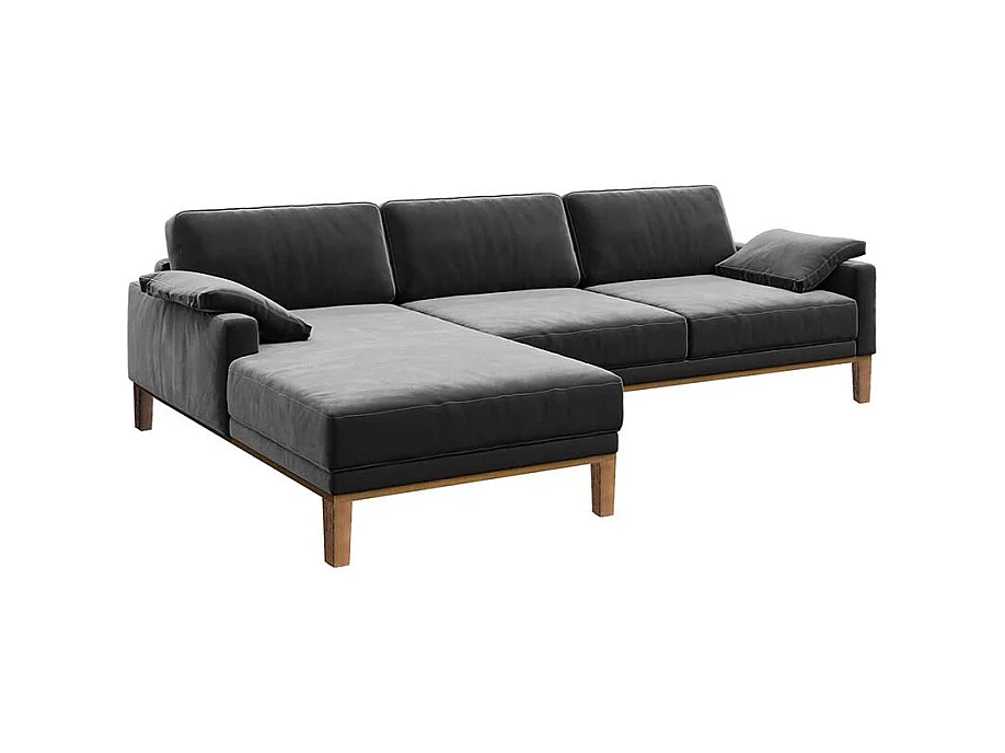 Canapé d'angle gauche Musso gris très foncé