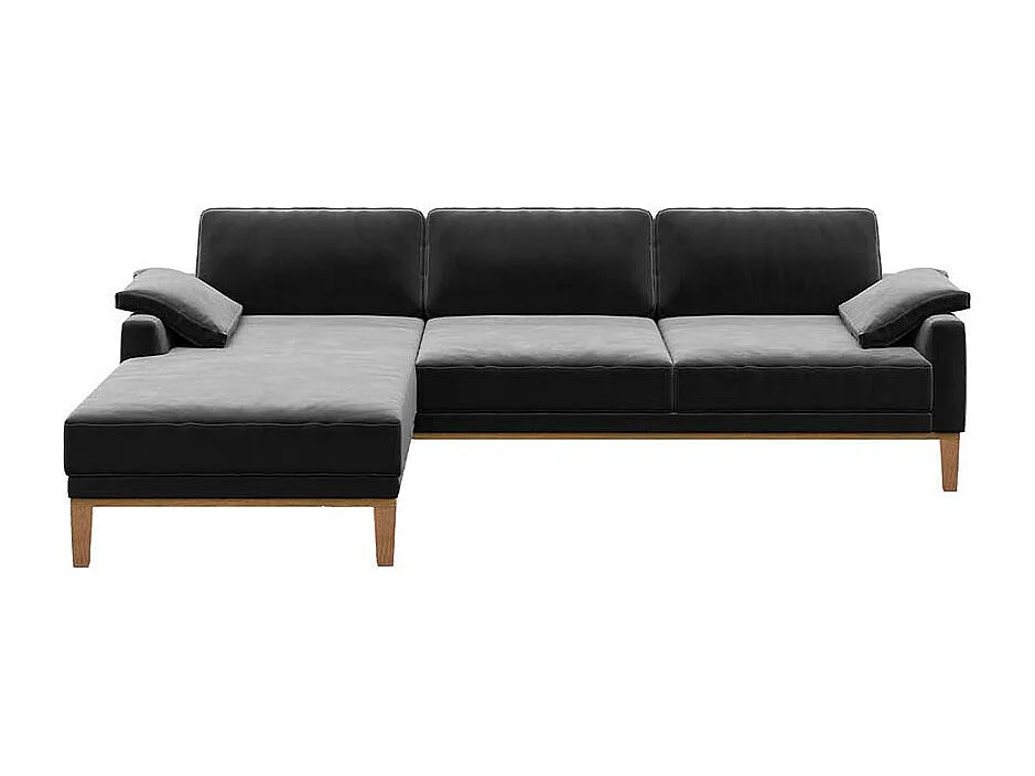 Mesonica Canapé d'angle gauche en polyester gris foncé