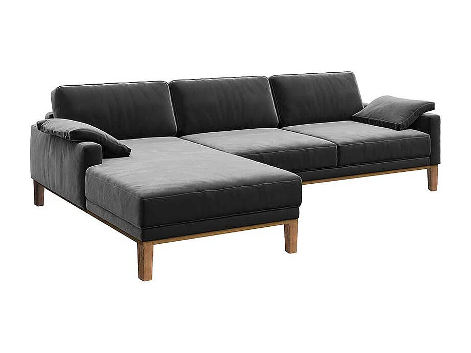 Mesonica Canapé d'angle gauche en polyester gris foncé