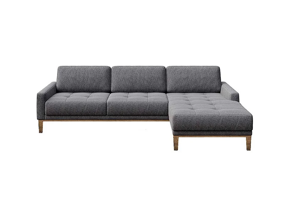 Canapé d'angle droit matelassé Musso gris blue