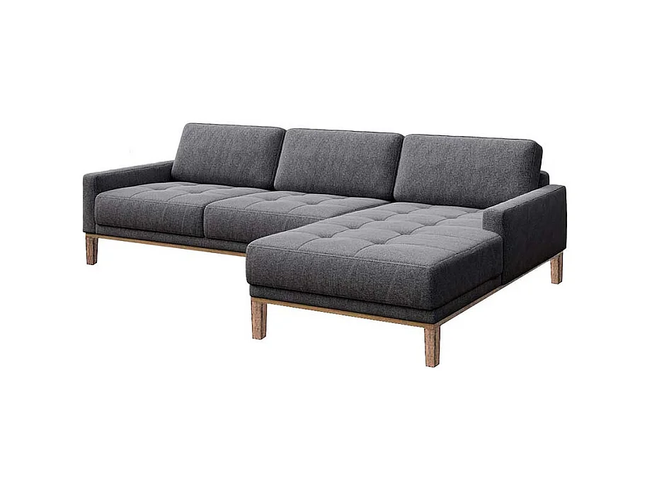 Canapé d'angle droit matelassé Musso gris blue