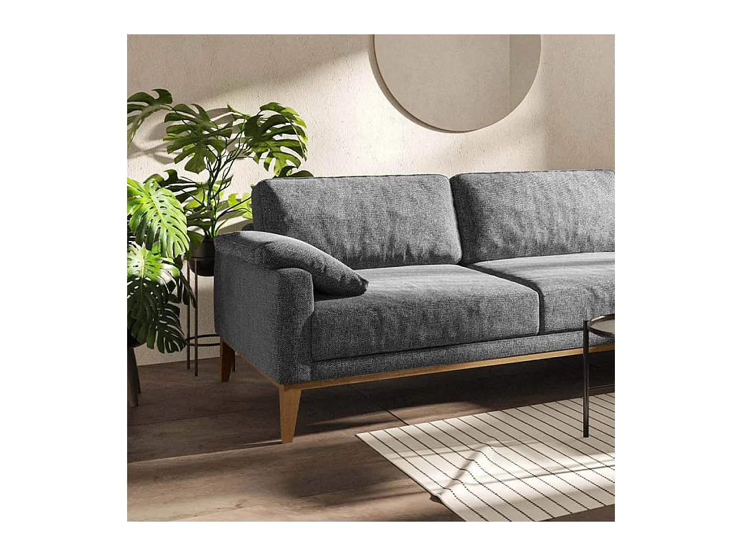 Canapé d'angle droit matelassé Musso gris blue