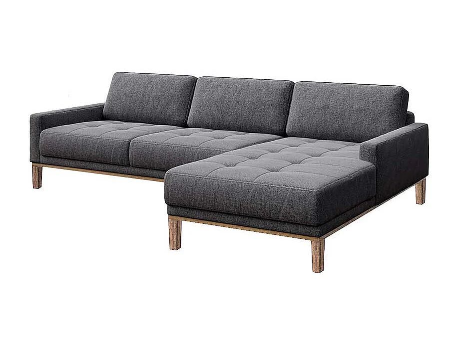 Canapé d'angle droit matelassé Musso gris blue