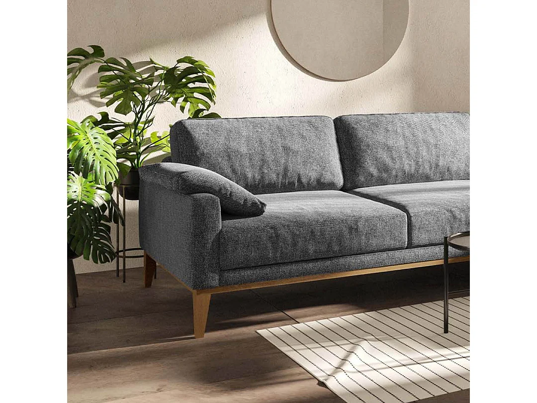 Canapé d'angle droit matelassé Musso gris blue