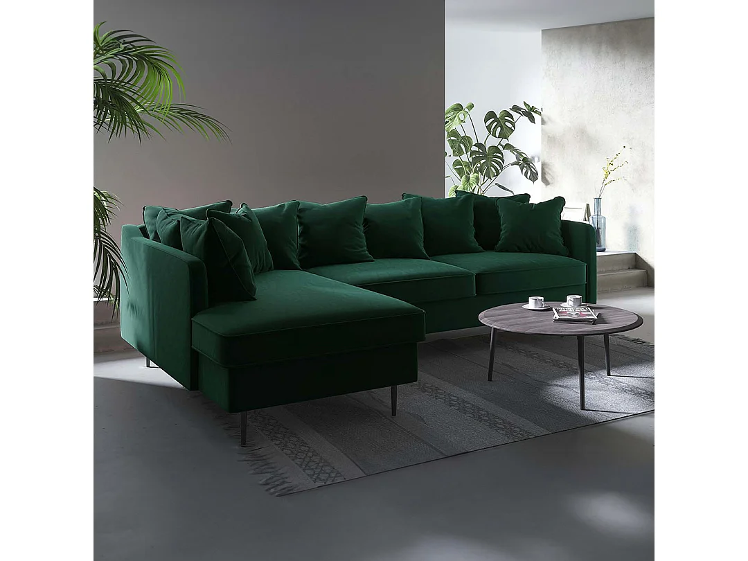 Canapé d'angle gauche Esme vert profond