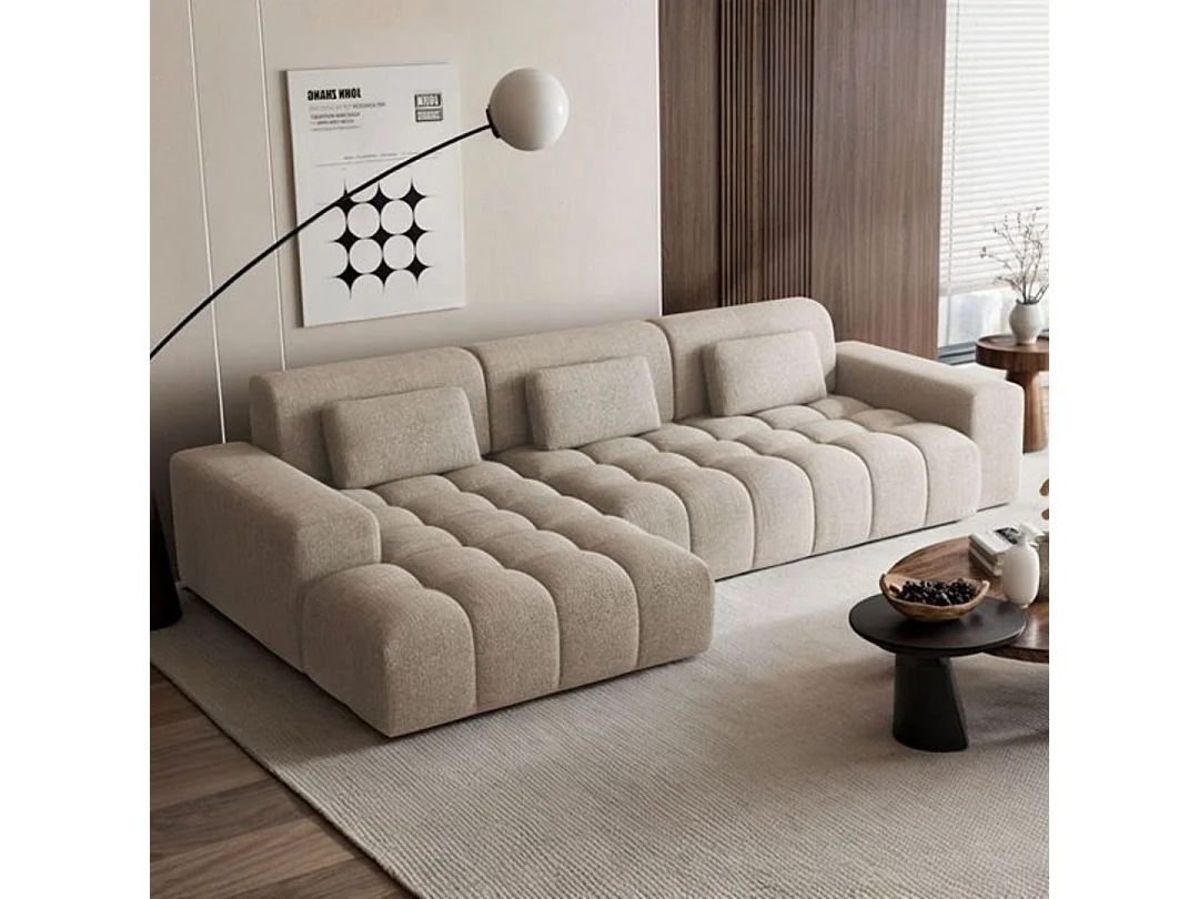 Canapé d'angle gauche Chevi Beige foncé