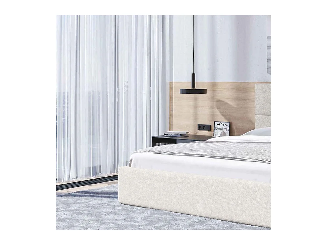 Lit Mesonica Bufo, carrés beige clair 180x200