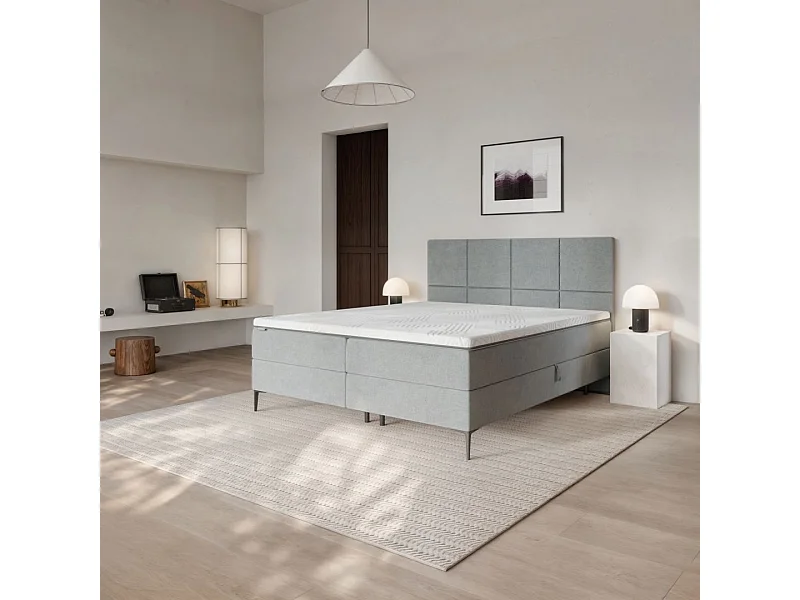 Mesonica Bufo Lit Continental, carrés gris 160x20, Surmatelas 160x200 h: 5 cm0