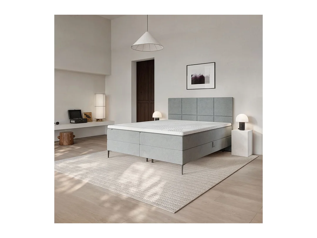 Mesonica Bufo Lit Continental, carrés gris 160x20, Surmatelas 160x200 h: 5 cm0