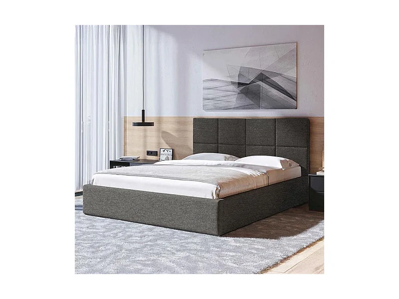 Lit Mesonica Bufo, carrés anthracite 180x200