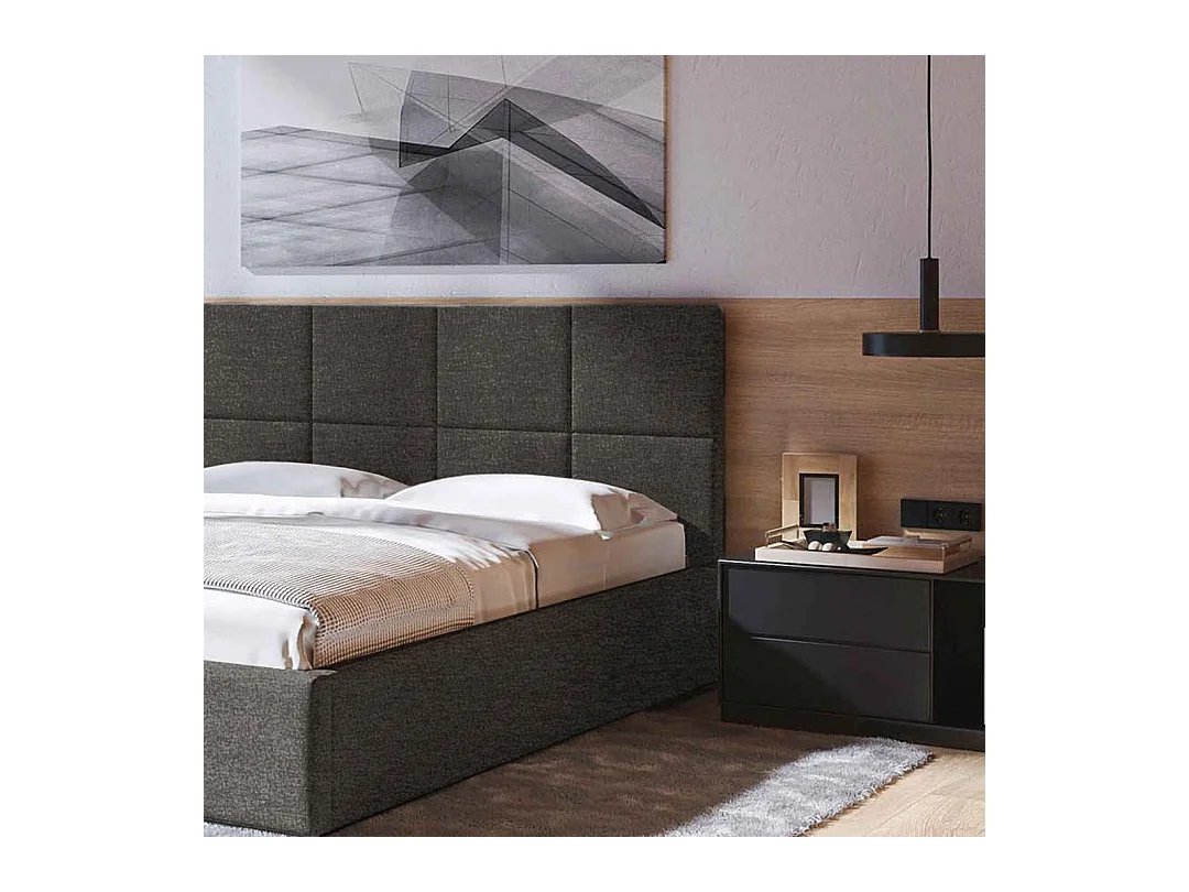 Lit Mesonica Bufo, carrés anthracite 180x200