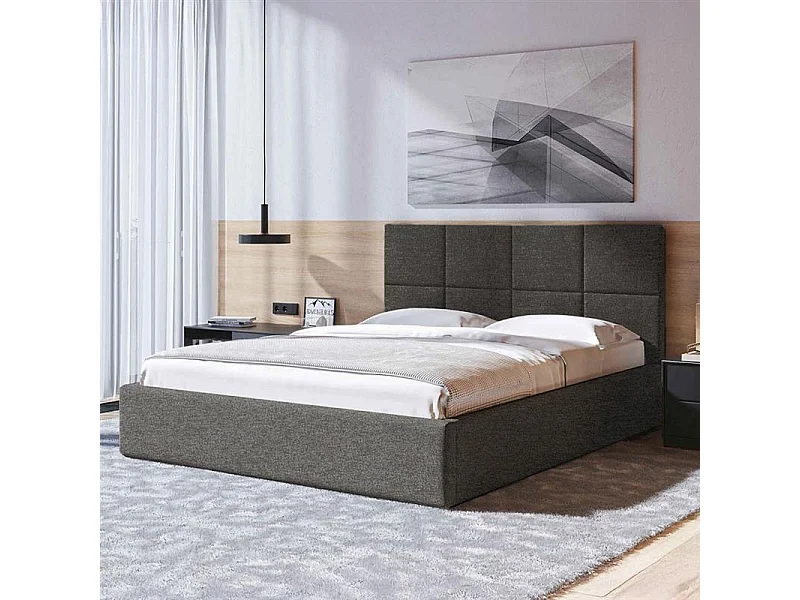 Lit Mesonica Bufo, carrés anthracite 160x200