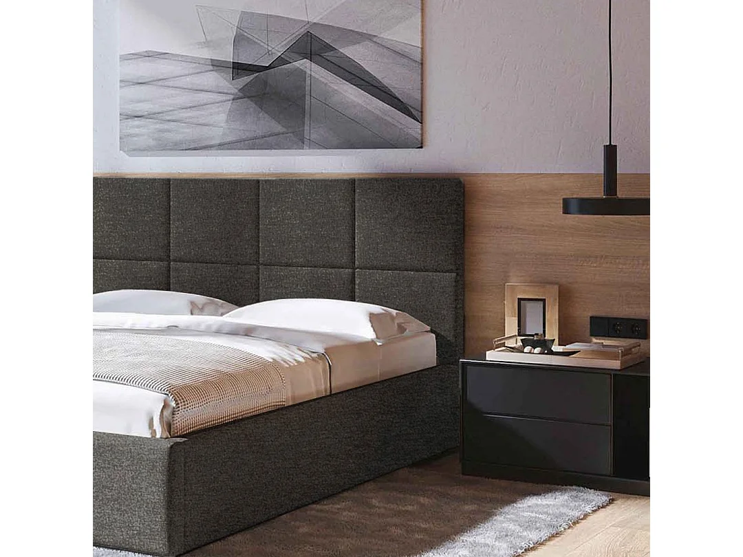 Lit Mesonica Bufo, carrés anthracite 160x200