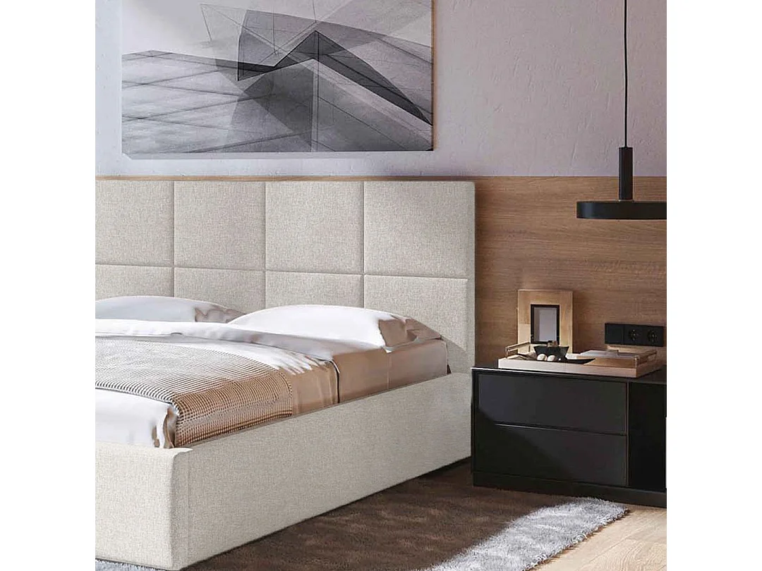 Lit Mesonica Bufo, carrés beige clair 160x200