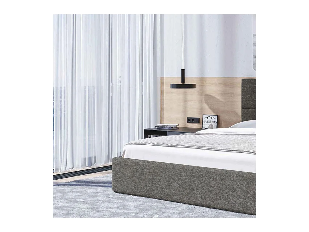 Lit Mesonica Bufo, carrés anthracite 140x200