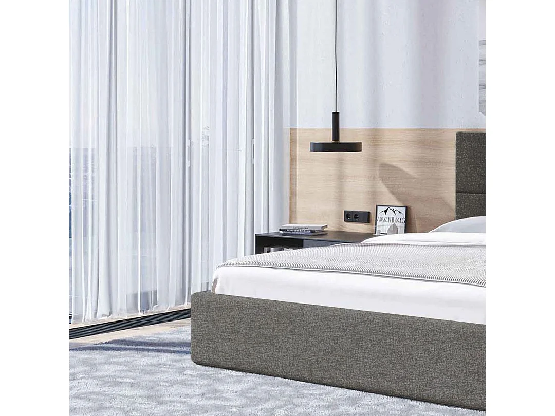 Lit Mesonica Bufo, carrés anthracite 140x200