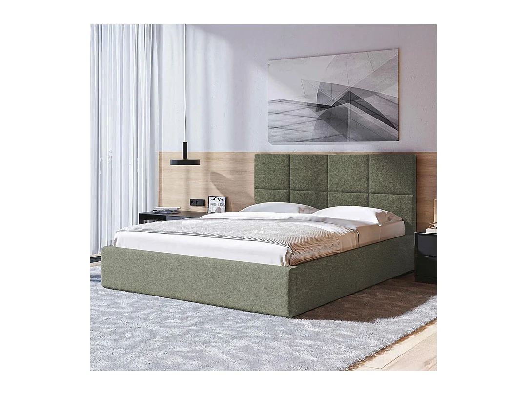 Lit Mesonica Bufo, carrés vert 180x200