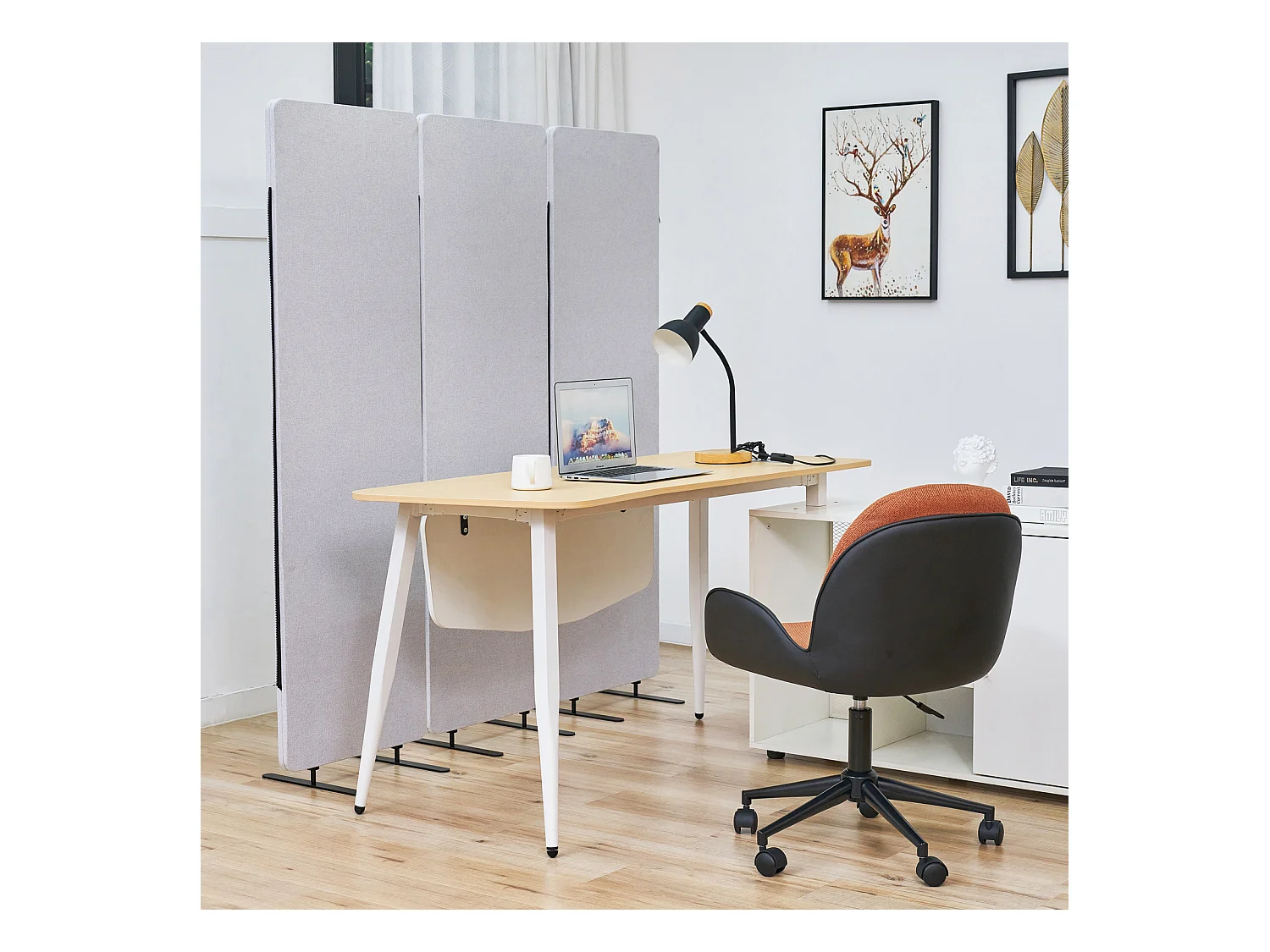 Cloison de séparation SVITA OTIS, paravent autoportant, gris clair