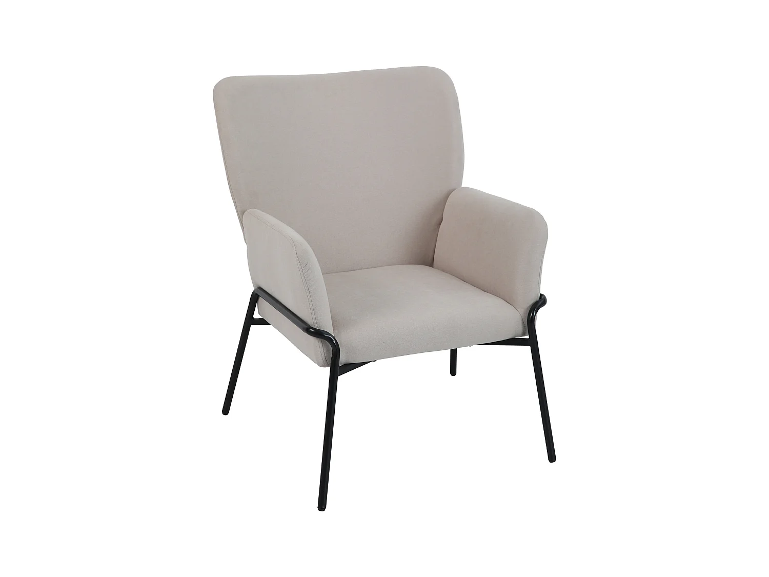 Fauteuil lounge SVITA FREIA moderne avec accoudoirs, chaise cocktail rembourrée beige