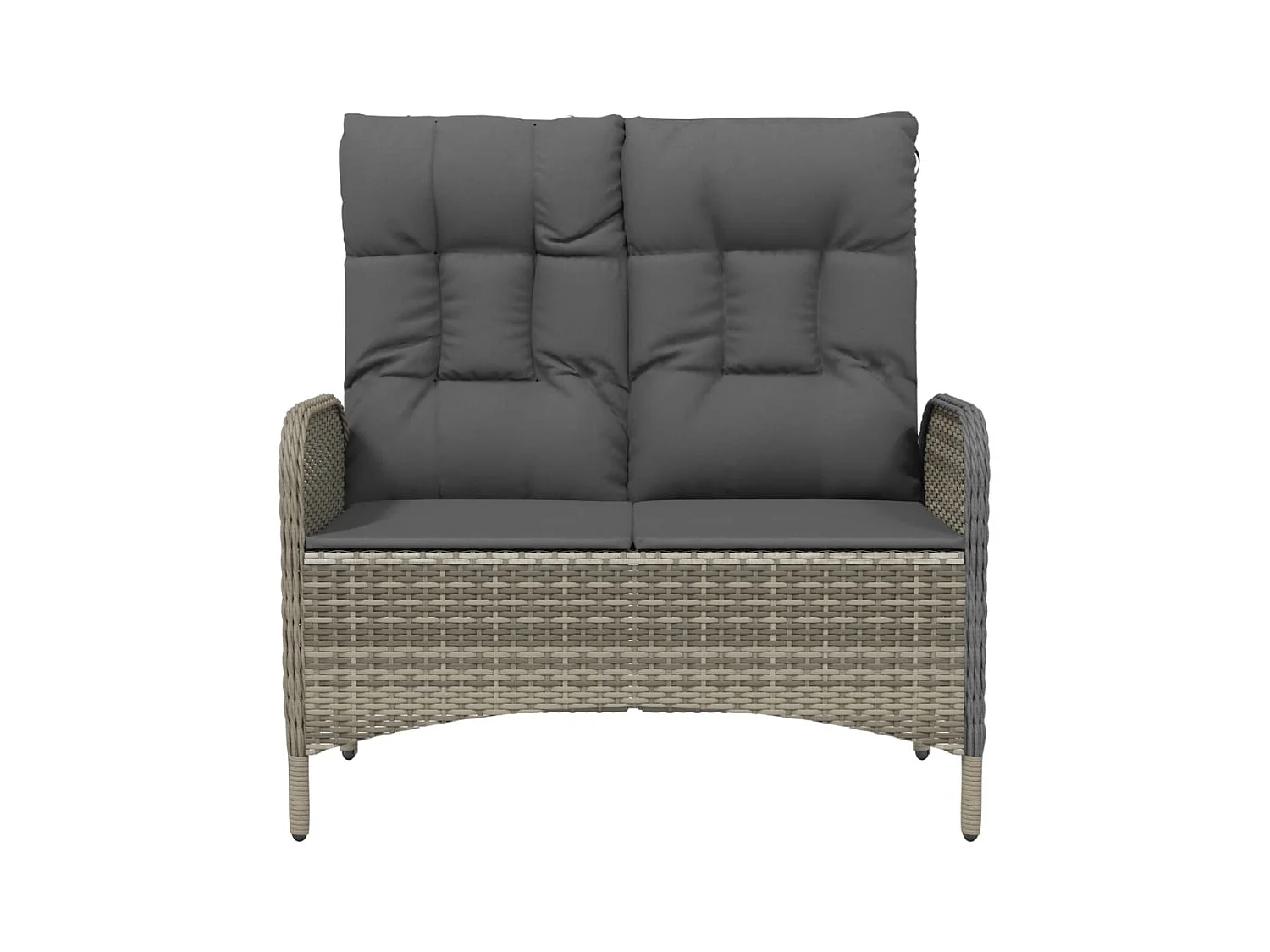 Banc de jardin inclinable avec coussins 107 cm Poly rotin Gris