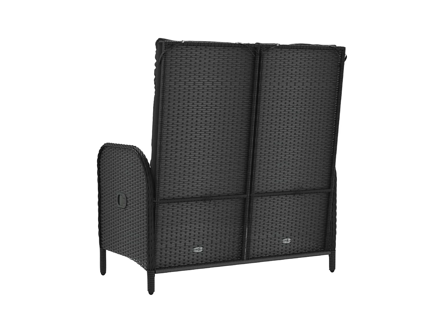 Banc de jardin inclinable avec coussins 107 cm Poly rotin Noir