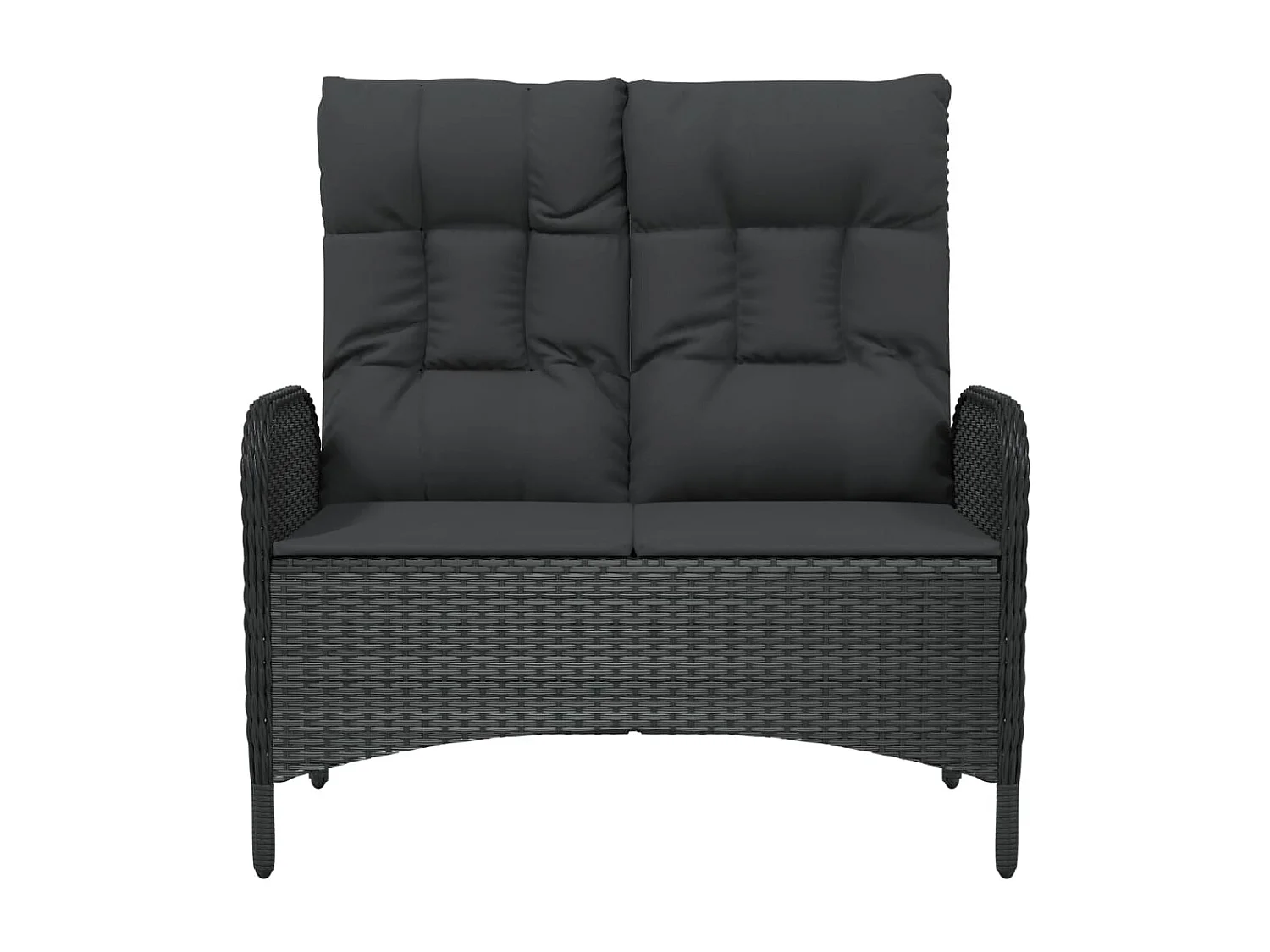 Banc de jardin inclinable avec coussins 107 cm Poly rotin Noir