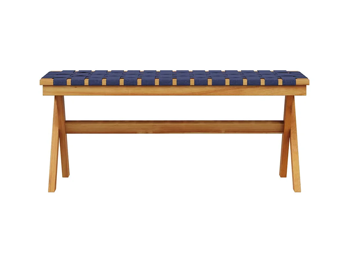 Banc de jardin bleu foncé bois massif d'acacia et tissu
