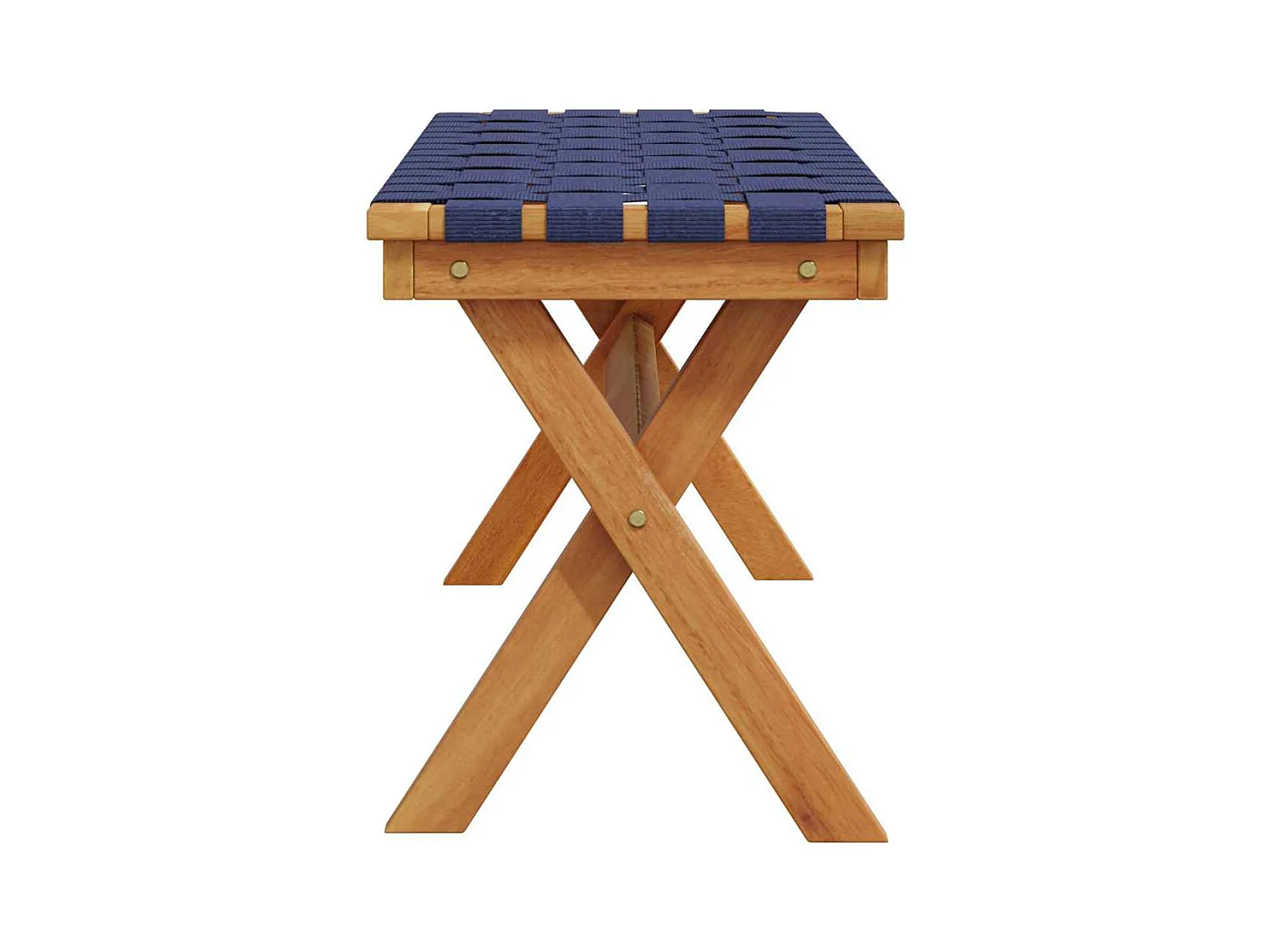 Banc de jardin bleu foncé bois massif d'acacia et tissu