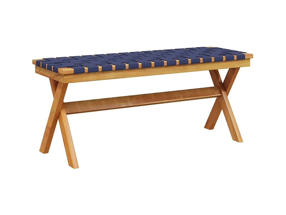 Banc de jardin bleu foncé bois massif d'acacia et tissu