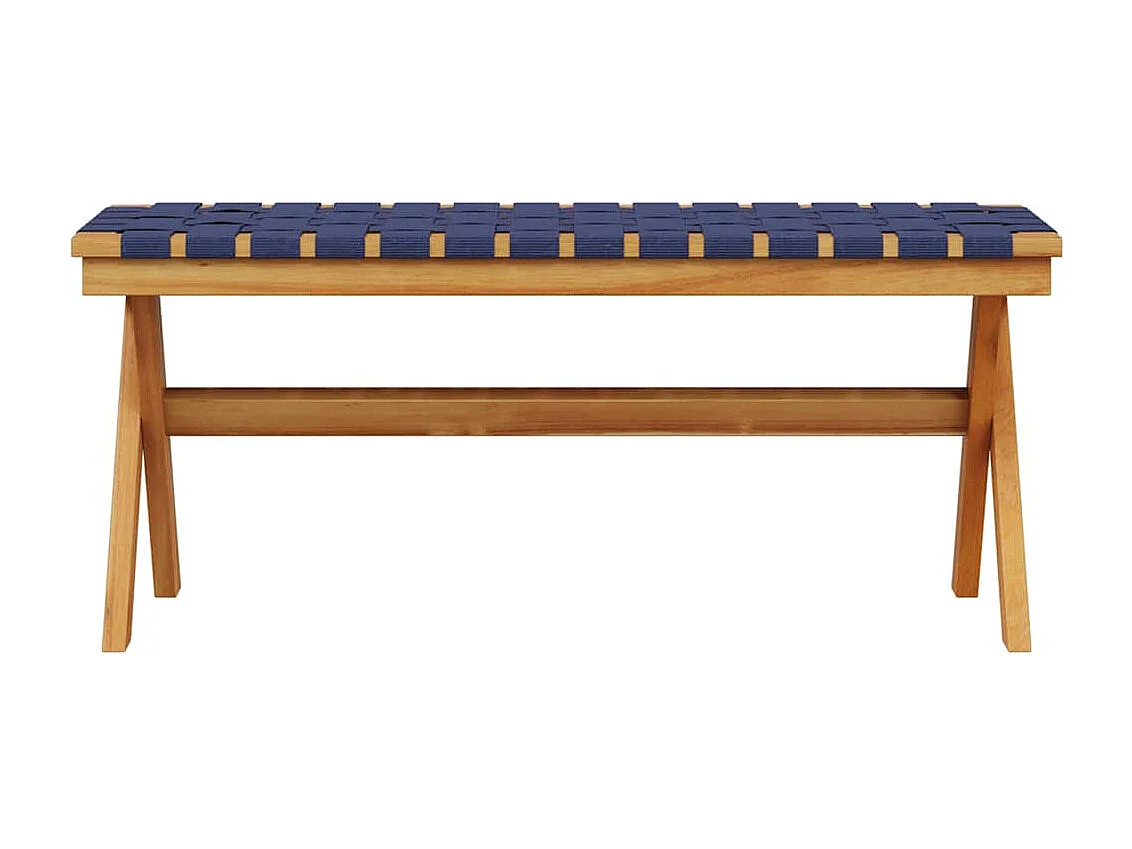 Banc de jardin bleu foncé bois massif d'acacia et tissu