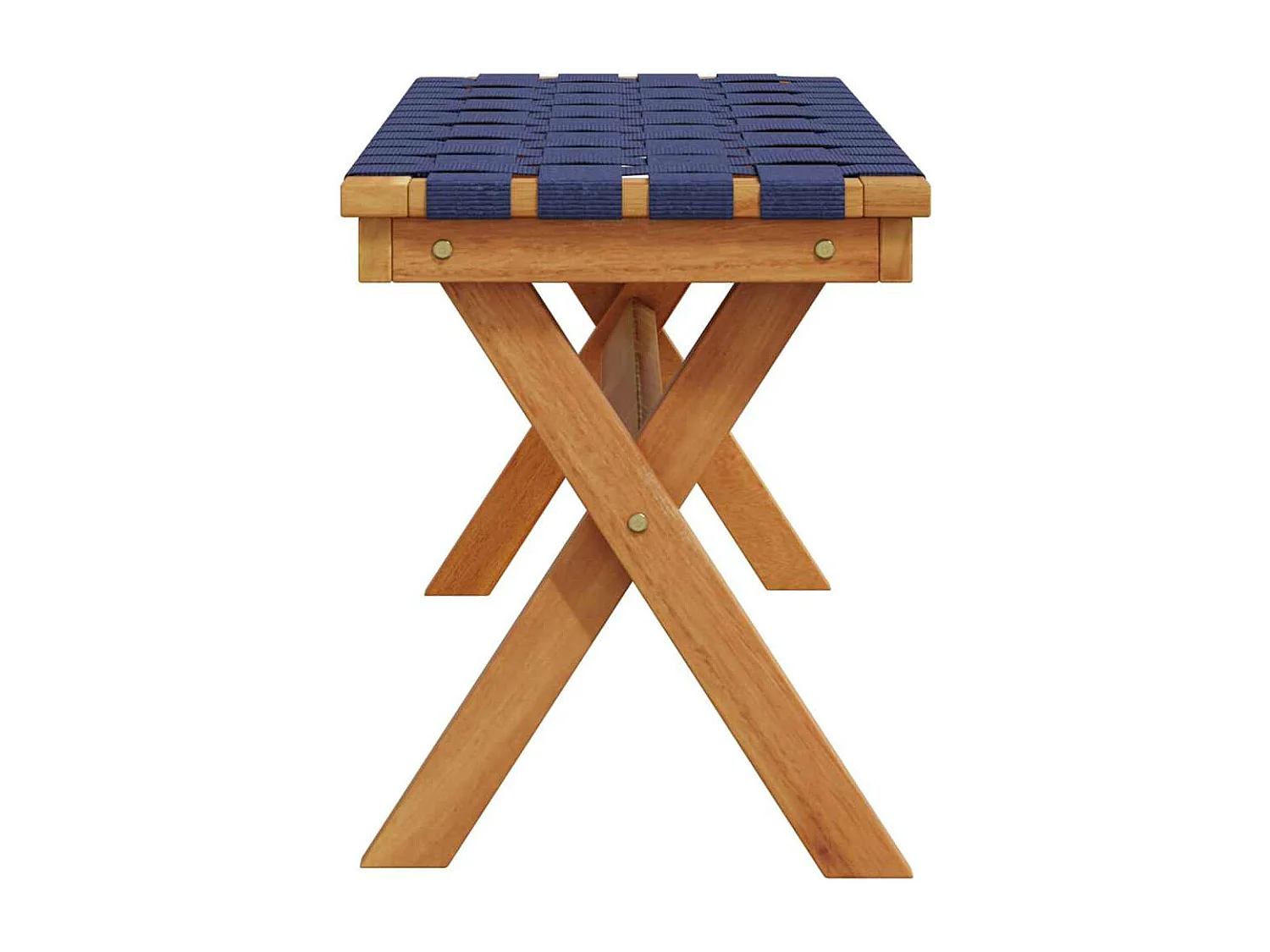 Banc de jardin bleu foncé bois massif d'acacia et tissu