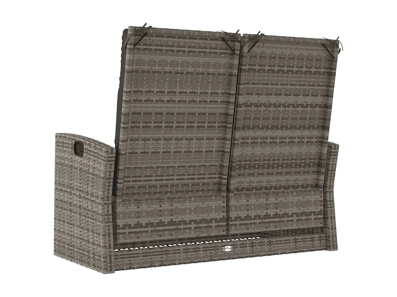 Banc de jardin inclinable et coussins gris 118cm résine tressée