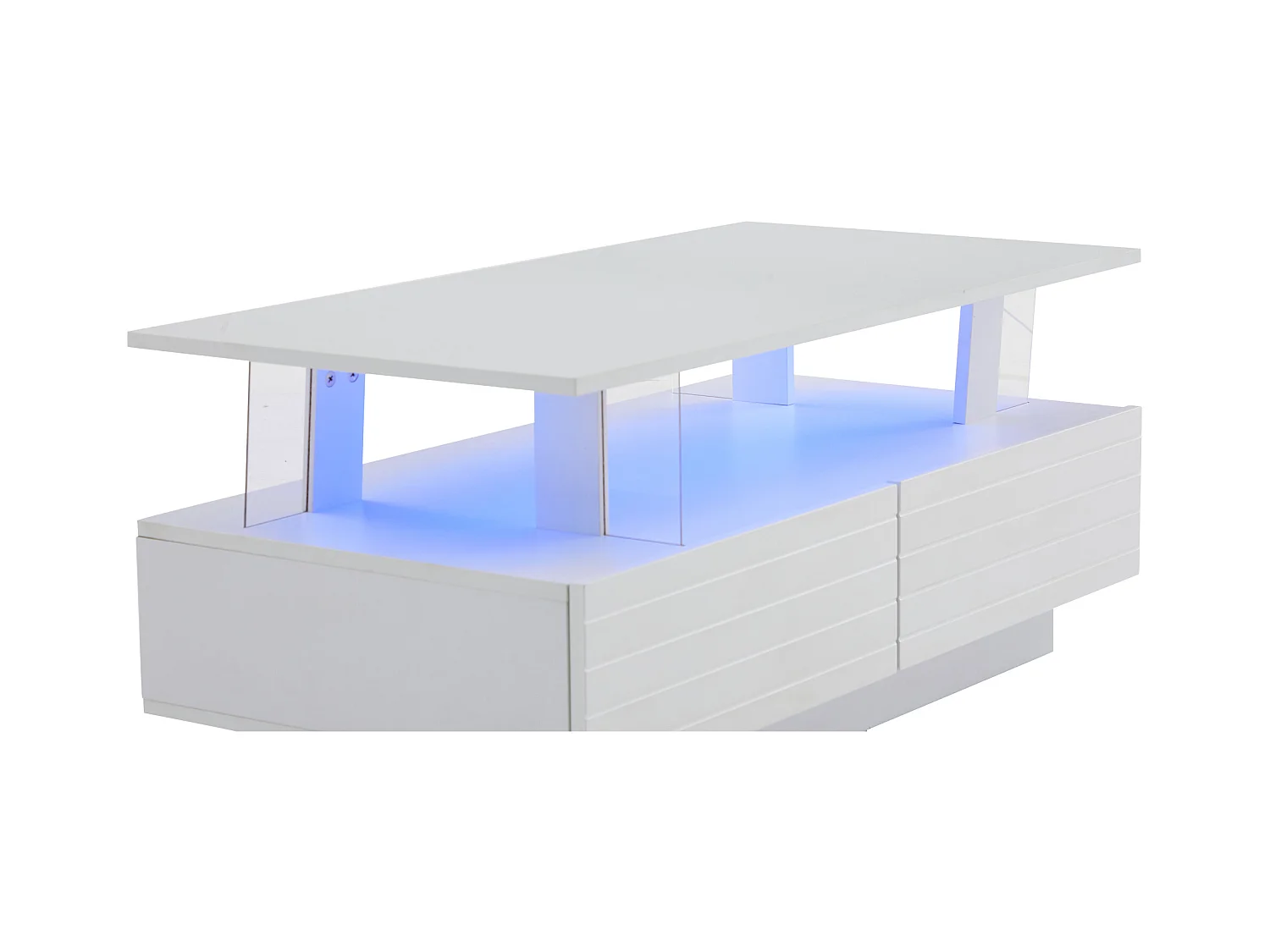 Salontafel 100x50x42 cm - met LED-verlichting - met opbergfunctie - met 2 lades - wit