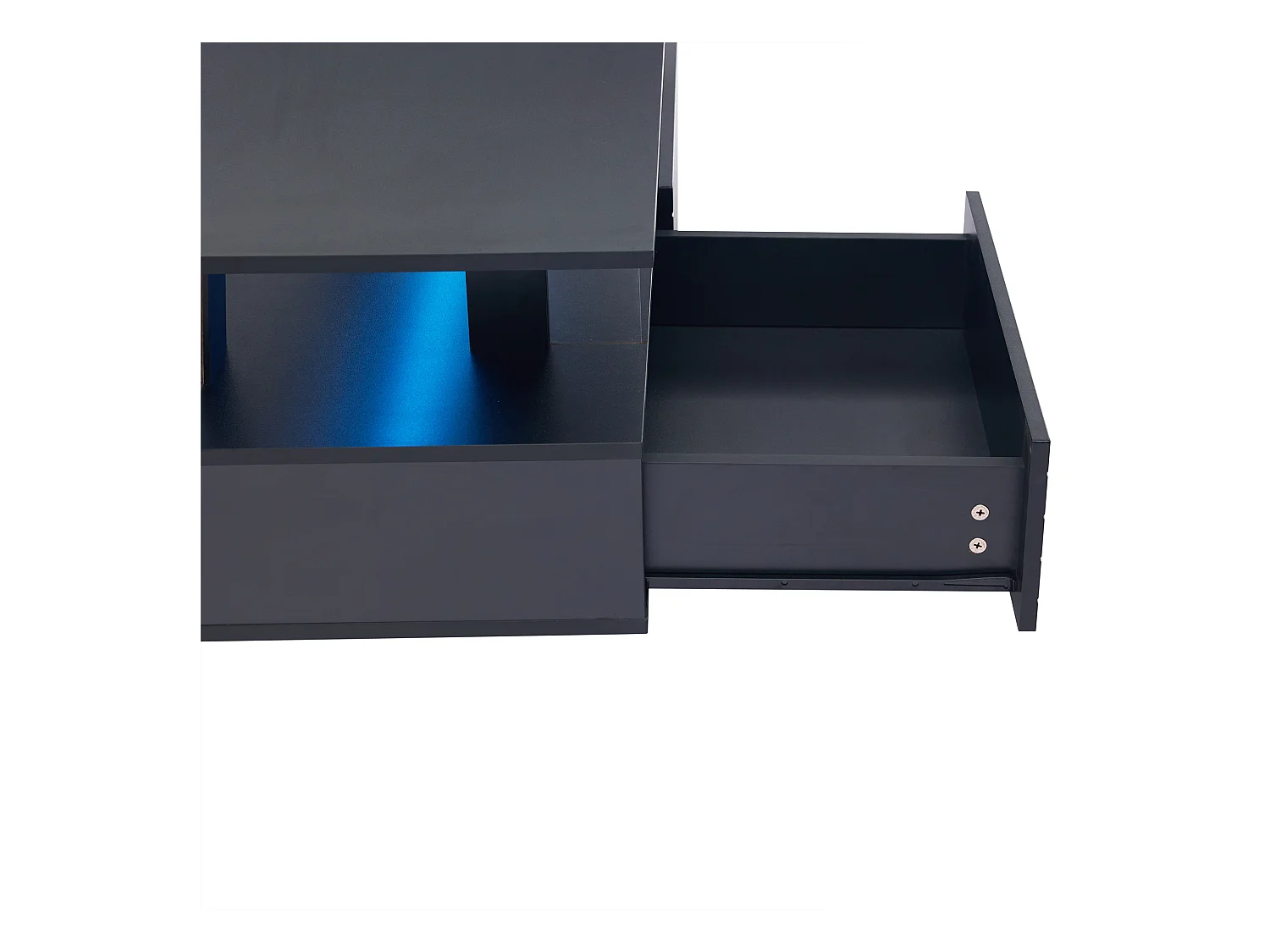 Table basse 100x50x42cm - avec éclairage LED - avec fonction rangement - avec 2 tiroirs - noir