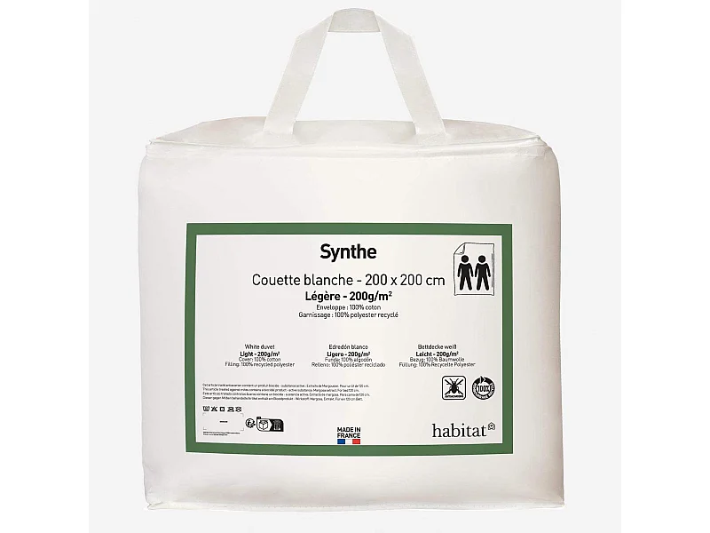 Habitat - Couette légère en synthétique  - 200 gr/m² - 200 x 200 cm - Synthe