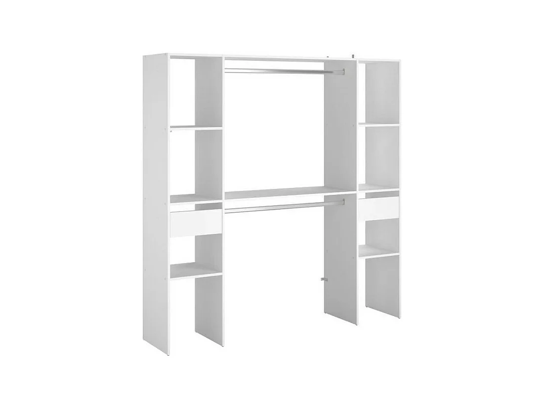 ARTIC EKIPA AnkleidezimmerSet – weißes Melamin – 2 Kleiderschränke + 2 Schubladen – 176 x 40 x 180 cm